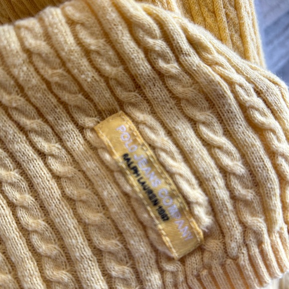 RALPH LAUREN POLO JEANS CO Yellow Long Sleeve Ribbed Fitted Top Women’s Medium - Picture 9 of 9